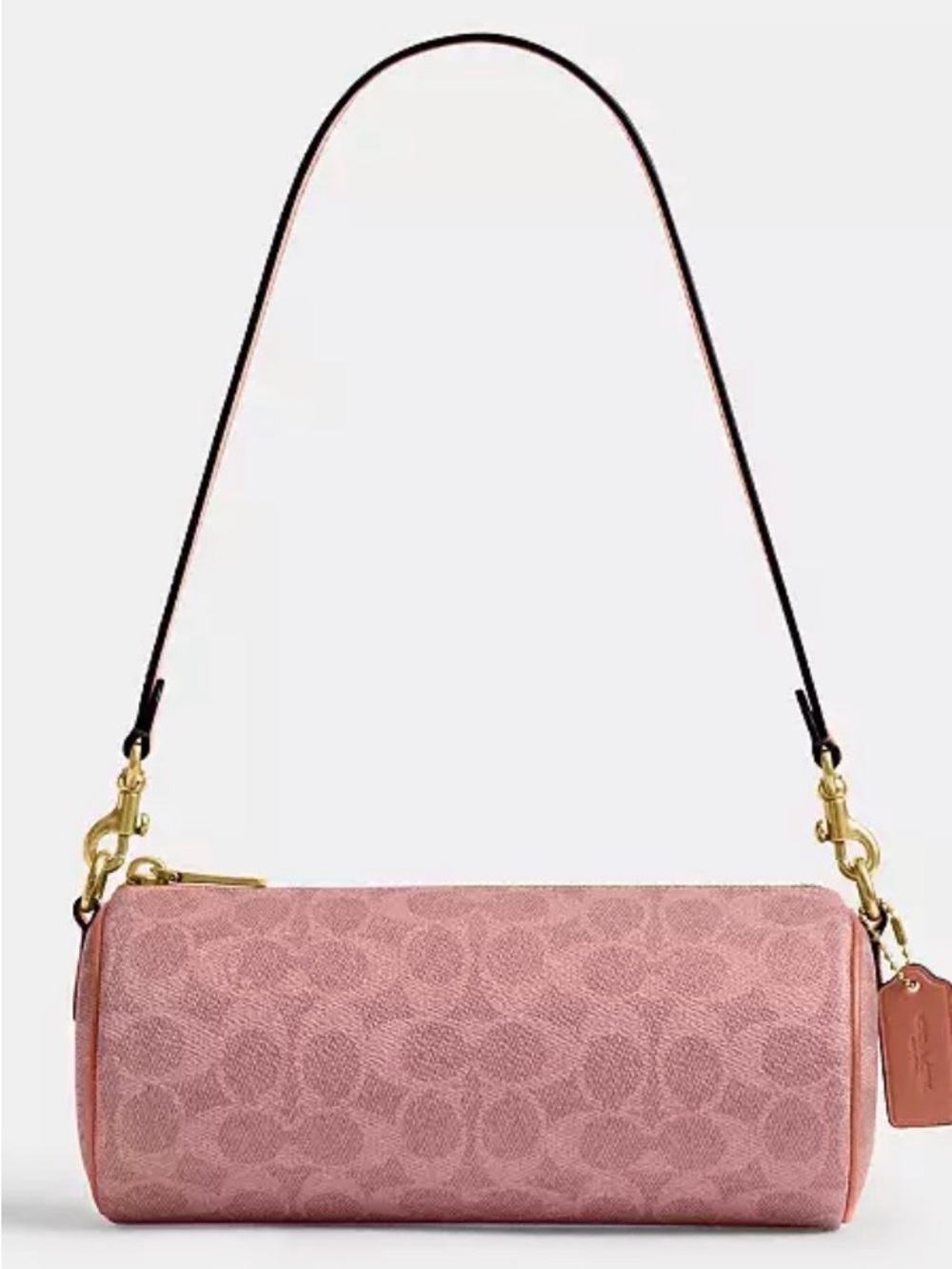 Coach Barrel Bag- Pink Signature Jacquard Barrel Bag with Gold - pink/melon NWT